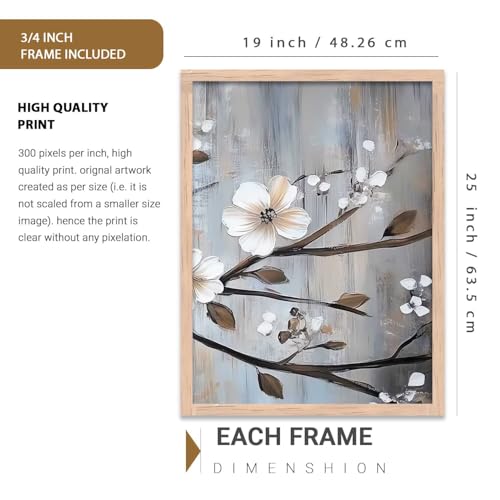 Image of kotart Abstract Floral Art Framed Painting | Big Aesthetic Flowers Vastu Framed Paintings for Living Room Bedroom Wall Decor Set Of 3 (19X25 inch)