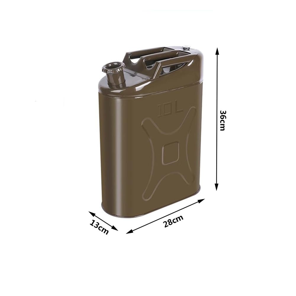 Acero Inoxidable Petrol Jerry Can, Espesado 201 Acero Inoxidable Combustible Lata Diesel Repuesto Lata Metal Combustible Jerry Can con Mango Y Tubo De Guía De Aceite,10L
