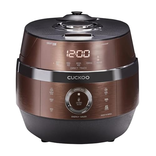 CUCKOO High Pressure Rice Cooker 6-Cup Uncooked / 12-Cup Cooked with Induction Heating Technology, Versatile Rice Maker with 16 Menu Options and Steam Plate, Voice Guide, Copper (CRP-JHR0609F)
