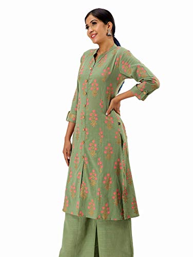 Image of Pistaa's Women's Cotton Relaxed Fit A Line Kurta