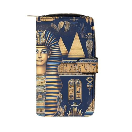 Egyptian Tradition Pattern Long Wallet for Women Men Purses Coin Pouch Credit Card Holder Organizer