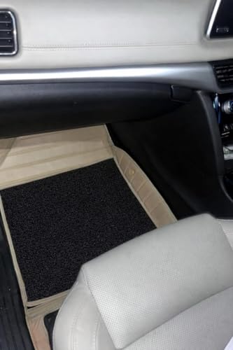 Image of 10D Premium Leatherette Car Foot Mat for Maruti Suzuki S-Cross Model (2012-2018) 100% Waterproof and Dust Proof | Custom Fitted 10D Car Floor Tray Mat - Beige with Black Grass