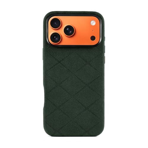 Coque iPhone 17 Pro vert forêt en daim italien pour le bureau et les sorties - 6