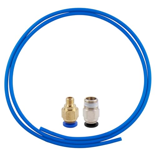 PTFE Bowden Tube Kit 1M for 1.75MM Filament Tubing with PC4-M10 PC4-M6 Tubing Connectors Teflon Tube for Creality Ender 