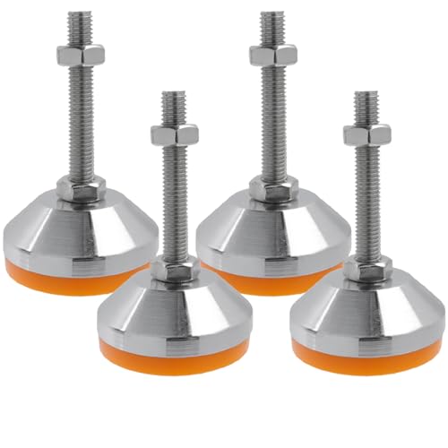 Image of M10x80mm Leveling Feet, 2200 lb Capacity Heavy Duty Adjustable Swivel Furniture Glides, 2.33 Inch Anti-Slip Base, Rubber Feet Levelers for Table, Shelves, Workbench, Cabinet, Machine, 4Pcs