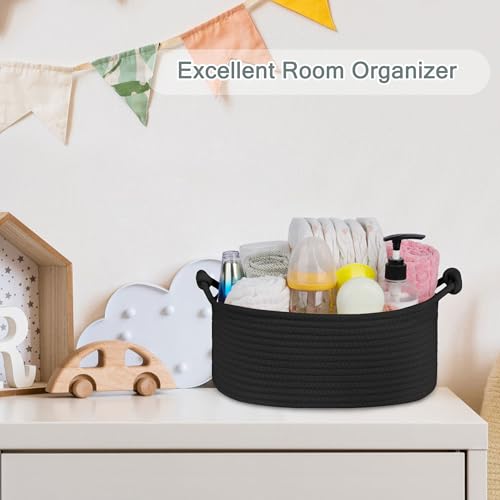 Image of COMSE Small Gift Basket Empty with Bag & Ribbons, Solid Black