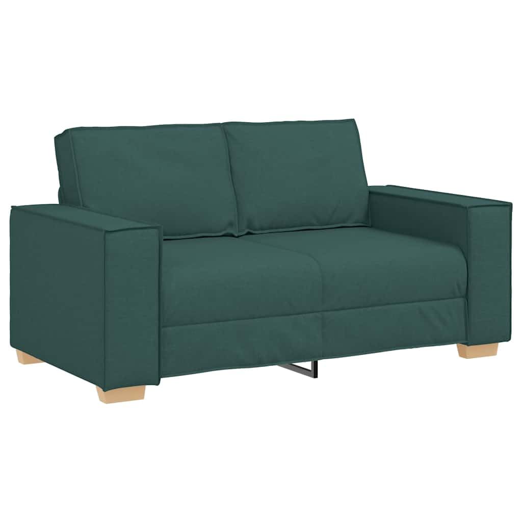 Juego de 2 sofás de tela para salón, 2 plazas y 3 plazas, color verde oscuro, sofá acolchado con estructura de madera y metal, cómodo