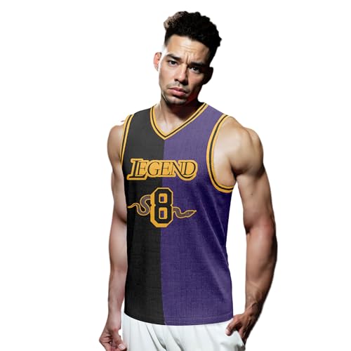 Camiseta de basquete masculina Legend 8 24 estampada clássica 90S hip hop malha basquete treinamento