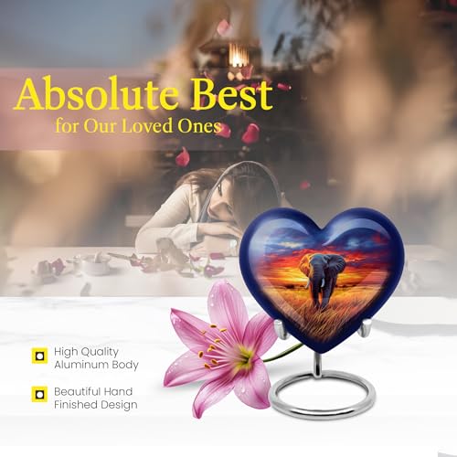 Image of Elephant Urn Keepsake Cremation Urn for Human Ashes Adult Man 3 Inch 2 Qty | Small Funeral Urns for Human Ashes Adult Women Memorial Urns