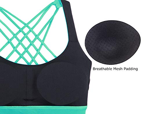 Icyzone Sports Bras For Women - Activewear Strappy Padded Workout Yoga Tops Bra (S, Florida Keys) #TOP3