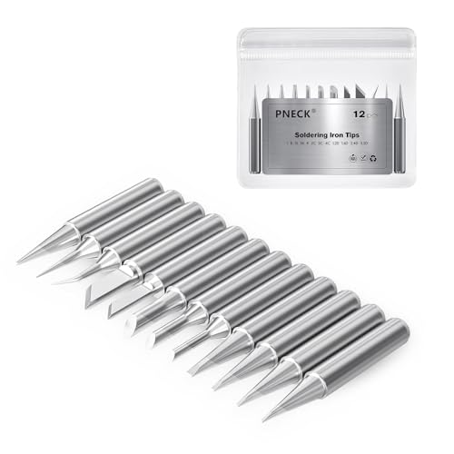 PNECK 900M Soldering Iron Tips 12 Pcs Replacement Solder Tips Compatible with HAKKO Atten Quick Aoyue Vastar Ryobi
