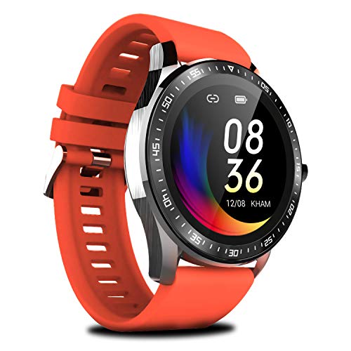 Smart Watch for Men Women, YESPURE Fitness Watch Heart Rate Monitor IP68 Waterproof Digital Watch with Step Calories Sleep Tracker, Smartwatch Compatible with iPhone Android Phones ---- Orange