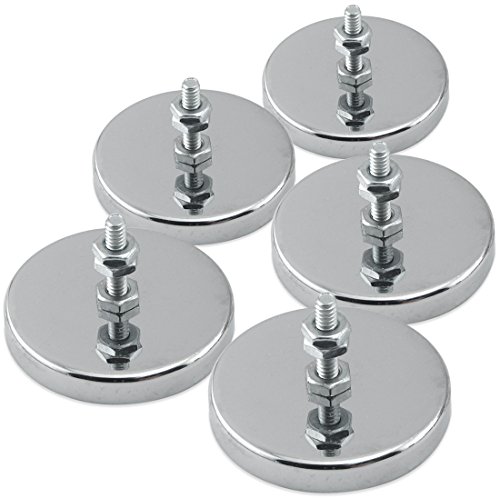 Master Magnetics Round Base Magnet - Magnetic Fastener Magnets with Holes, 2.04” Diameter, 1.25” Total Height, Holds 35 Pounds (Box of 5) RB50B3NX5