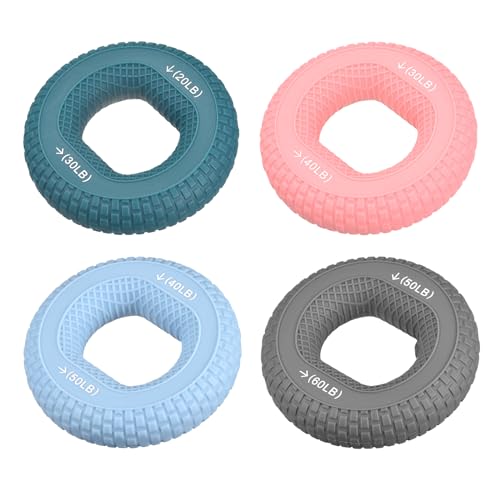 uxcell Hand Grip Strengtheners, 20-30/30-40/40-50/50-60Lb Silicone Grip Strength Training for Rock Climbing, 1Set