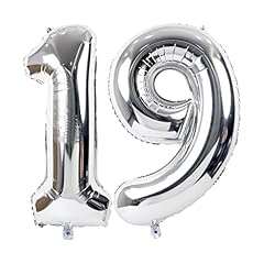 Silver Number 19 Balloon