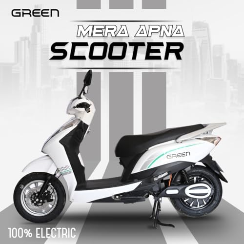 Image of Green Elaan Low Speed Electric Scooter Non RTO 60KM Range with Portable Charger (White)