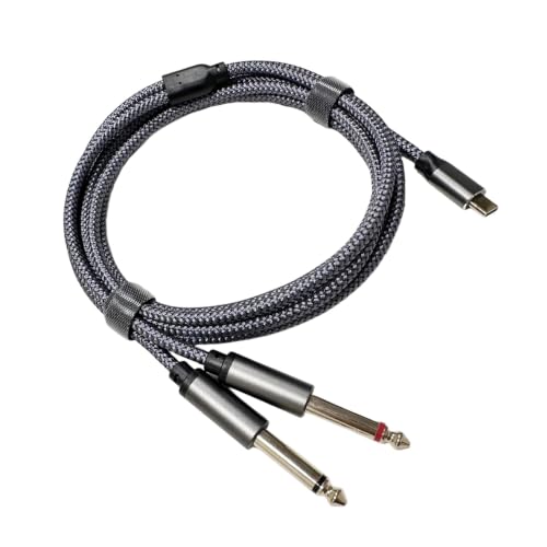 Cable de audio para guitarra USB-C a doble conector mono macho 6,35 mm chapado oro