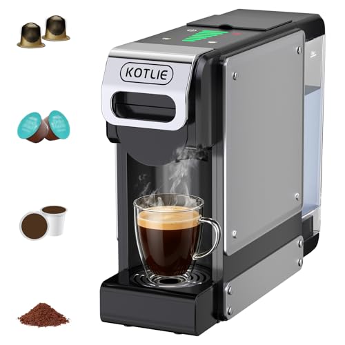 Single Serve Coffee Maker and Capsule Coffee Maker for K-*Cups NE*S* Original DG and Ground Coffee. 34 Oz Removable Water Tank 1400W Ideal for RVs Apartments Kitchens and Offices (ST-550)