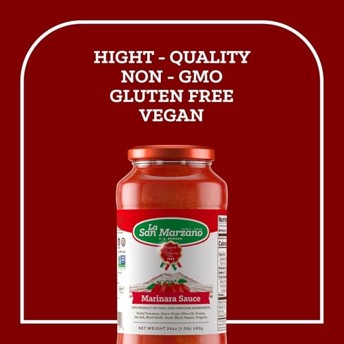 La San Marzano 550B Marinara Sauce - Pasta Sauce With 100% Italian Tomatoes Made In Italy - Peeled Tomatoes With Fresh And Natural Ingredients Non Gmo Tomatoes, Vegan, Gluten Free thumb #1