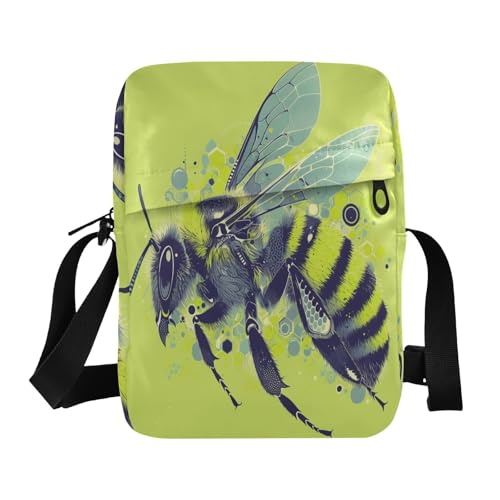 Pop Art Bee Lime Green messenger bag for women crossbody Shoulder Crossover Bag Casual Everyday Purse Adjustable Strap for Casual Outdoor Daily