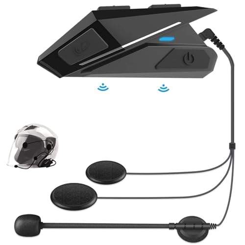 OBEST Casque de Moto Bluetooth sans Fil,Kit Main Libre Moto Connecté à Un Intercom,Son Stéréo,Étanche à la Poussière et à l’Eau,Écouteurs pour Vélo,Ski,Voyage