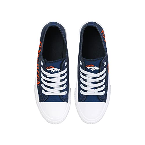 Image of FOCO Womens NFL Team Logo Ladies Fashion Color Glitter Low Top Canvas Sneakers Shoes