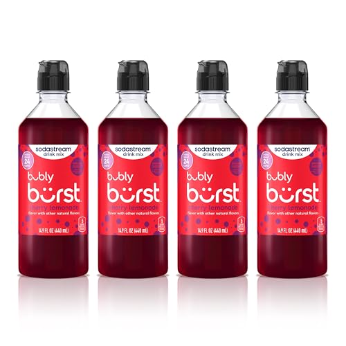 Image of SodaStream Bubly Burst Cherry Lemonade New Pour Bottles (440ml Pack of 4)
