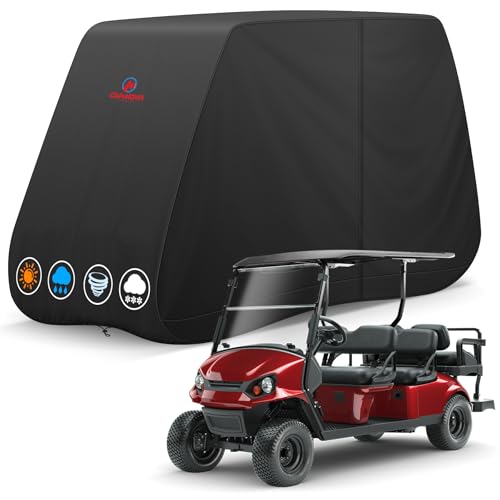 Comnova Golf Cart Cover 6 Passenger - 600D Waterproof Golf Carts Enclosure with Zipper Windproof & UV Resistant Outdoor Golf Cart Cover Universal Fit EZGO Club Car Yamaha up to 138L x 48W x 66H