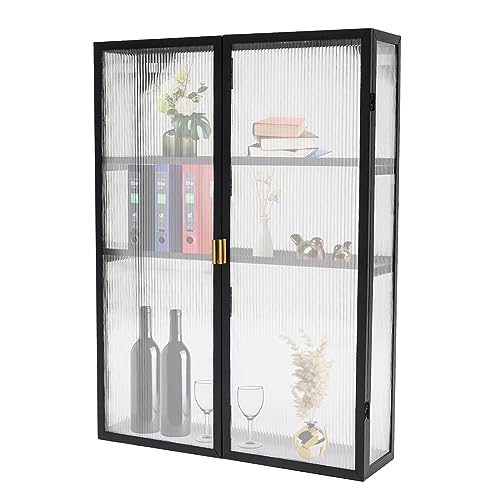 Gdrasuya10 Wall Cabinet Wall Mount Kitchen Bathroom Storage Cabinet Over Toilet Cabinet Storage Organizer with Doors & Shelves Wall Cabinet for Dining Room, Kitchen, Bathroom (Black)