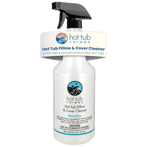 Hot Tub Things Hot Tub Pillow & Cover Cleaner - All-Purpose Cleaner Alcohol-Free Foam-Free formula Removes Lifts Oils Dirt and Residues Easy to apply Spray Wipe and Rinse Cleaner and Brighter