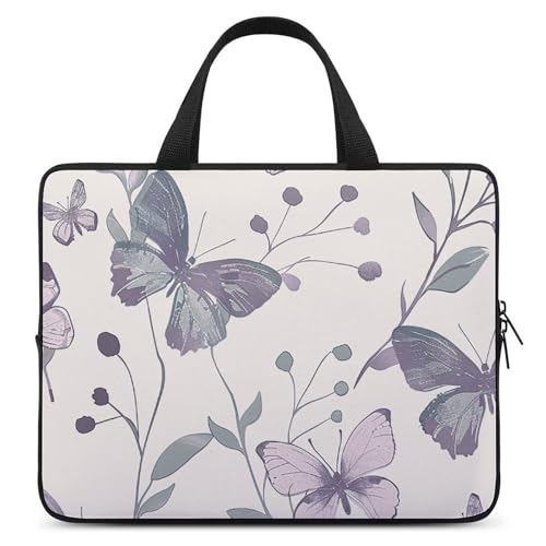 Sacoche ordinateur portable 12" à motif papillon violet | Sac messenger unisexe