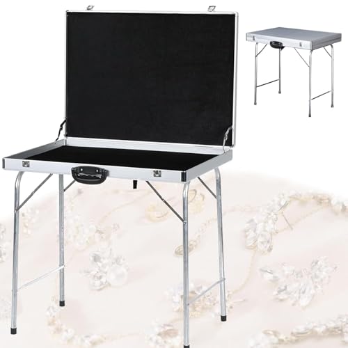 Caja de almacenamiento portátil de aluminio impermeable, soporte plegable con cerradura para joyas, tarjetas deportivas, coleccionables y manualidades