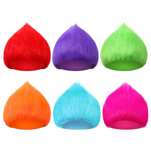 Image of Geyoga 6 Pcs Funny Wig Crazy Hair for Halloween Party,6 Colors A