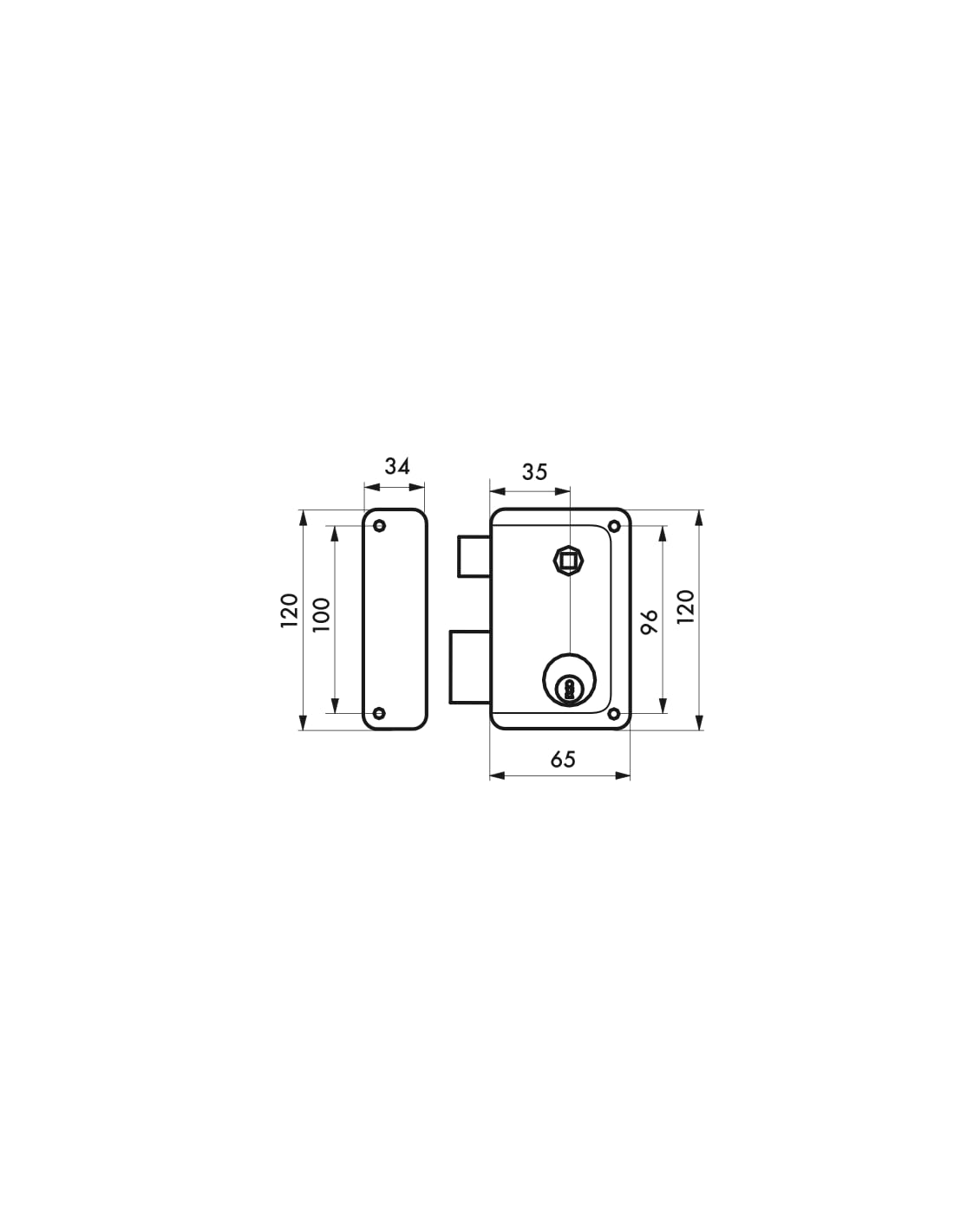 THIRARD - Serrure Verticale en Applique Double Entrée à Fouillot pour Porte d'Entrée - Gauche - 120 x 65 mm - Axe 35 mm - Marron - 3 Clés - Coffre et Gâche Acier Embouti - Mécanisme à 1 Tour