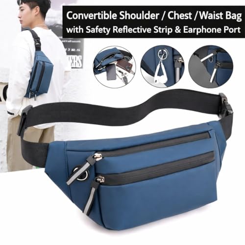 Image of TOURISTIANO Waist Bag for Men | Stylish Side Bag for Travel | Side Sling Waist Bag | Essentials for Running, Riding a Bike for Mobile, Wallet, Keys (Blue)