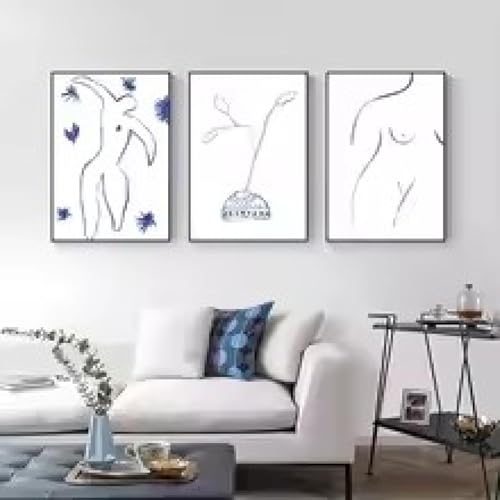 Affiche d'art abstrait bleu 21x30 cm encadrée pour salon