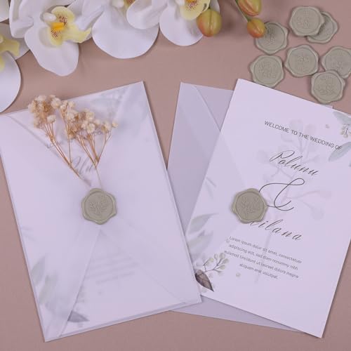 image for UNIQOOO Wax Seal Stickers - Eucalyptus Wedding Invitation Envelope Sea