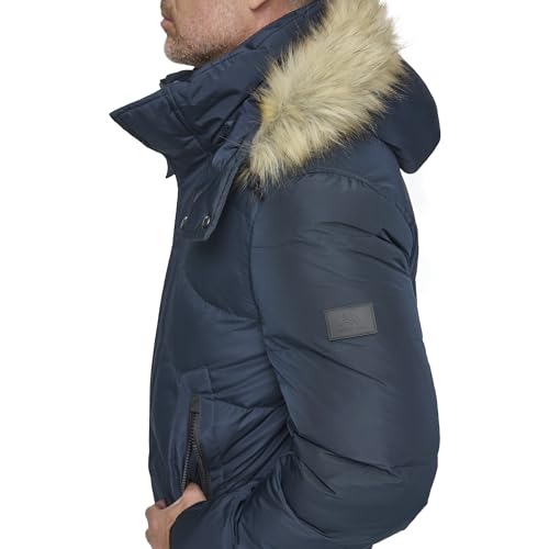 Image of Andrew Marc Men's Short Quilted Inner Bib Attached Umbra Down Bomber With Hybrid Down Fill