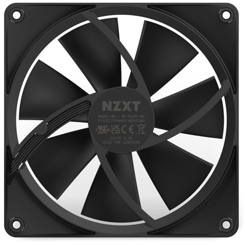 Image of NZXT F140 RGB Fans - RF-R14SF-B1 - Advanced Lighting Customization - Whisper Quiet Cooling - Single (Fan & Controller Required & NOT Included) - 140mm Fan - Black