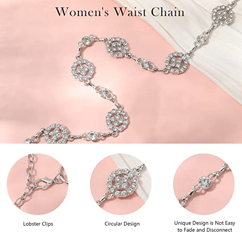 AWAYTR Waist Chains Belts for Women - Rhinestone Gold Silver Chain Belts for Dresses2
