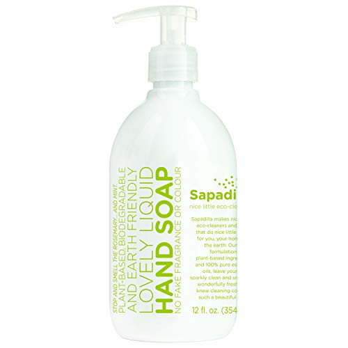 Sapadilla Rosemary + Peppermint Biodegradable Liquid Hand Soap Pump, 12 Ounce, (Pack of 1)