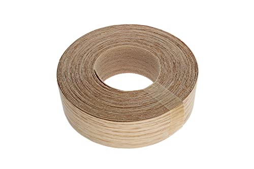 WoodPress® 30 mm Bois de Chêne Rouge Véritable Bande de Chant en Placage Préencollé - Rouleau de 7,5 m - Application à Repasser facile à faire soi-même, couvre le bord d'un panneau MDF standard Cover
