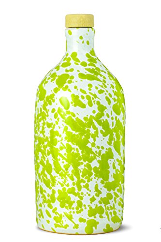 Antico Frantoio Muraglia | Premium Italian Extra Virgin Olive Oil First Cold Pressed Gourmet EVOO | PUGLIA GREEN Collectible Handmade Ceramic Bottle | 16.9 Fl.oz (500 ml)