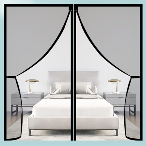 Moustiquaire de porte magnétique grise rideau anti moustique pour porte-fenêtre. - 5