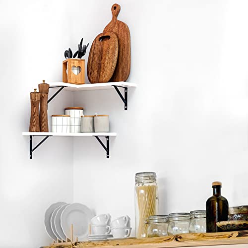 Titanape Eckregal Wandregal Holz, Regale für Wände 2er Set, Wandregale...