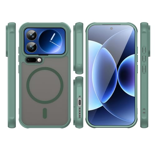 Image of Compatible with Xiaomi 17 Pro Case Cover,Compatible with MagSafe,Anti-Fall,Compatible with Xiaomi 17 Pro 5G 25098PN5AC Cell Protective Phone Case Green