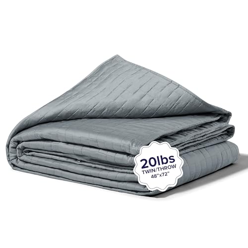 Gravity Weighted Cooling Blanket, Twin/Throw (20lbs, Grey) -...