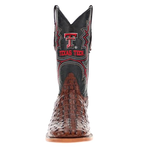 Image of Vaccari Men's Jackson Genuine Hornback Alligator Print Leather & NCAA League Embroidery Broad Square Toe Cowboy Boots