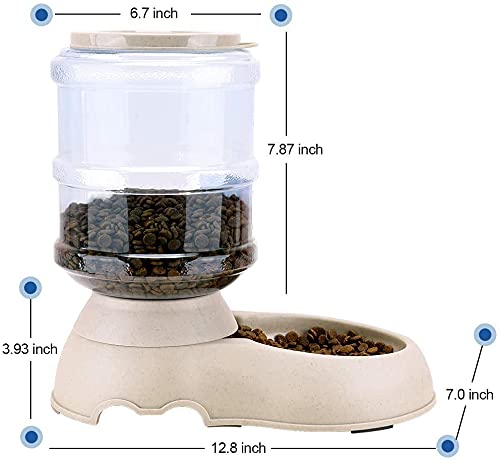 2 Pack Automatic Cat Feeder and Water Dispenser Set with Anti Spill Pet Food Mat, Large 1 Gallon Capacity Each, Gravity Based, for Small Medium Dogs Puppies Kittens Indoor Feeding Solution 3