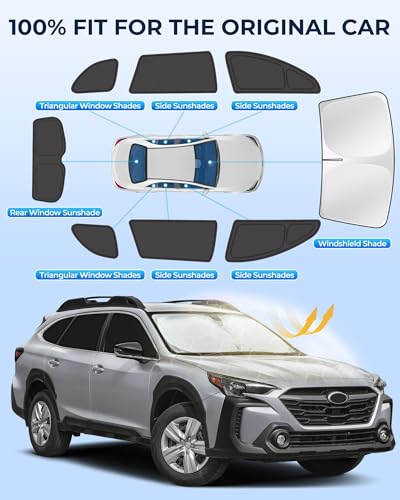 Image of Car Window Shades for Subaru Outback 2020-2025, 8pcs Privacy Sun Shade Set for Front Windshield Side and Rear Windows, Full Window Covers Keeps Vehicle Cool for Camping Napping